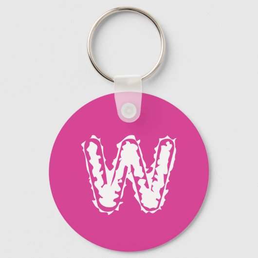 Creepy Monogram Wit op Roze Sleutelhanger (Voorkant)