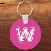 Creepy Monogram Wit op Roze Sleutelhanger (Achterkant)