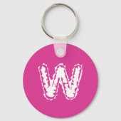 Creepy Monogram Wit op Roze Sleutelhanger (Achterkant)
