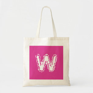 Creepy Monogram Wit op Roze Tote Bag