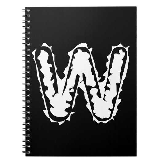Creepy Monogram Wit op Zwart Notitieboek (Voorkant)