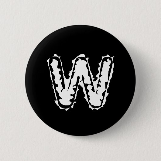 Creepy Monogram Wit op Zwart Ronde Button 5,7 Cm (Voorkant)
