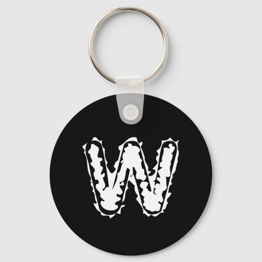 Creepy Monogram Wit op Zwart Sleutelhanger (Voorkant)