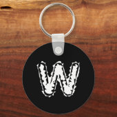 Creepy Monogram Wit op Zwart Sleutelhanger (Voorkant)