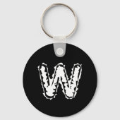 Creepy Monogram Wit op Zwart Sleutelhanger (Achterkant)