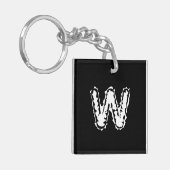 Creepy Monogram Wit op Zwart Sleutelhanger (Voorkant Links)