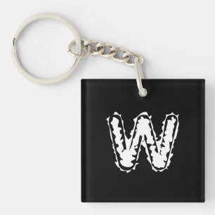 Creepy Monogram Wit op Zwart Sleutelhanger