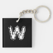 Creepy Monogram Wit op Zwart Sleutelhanger (Achterkant)
