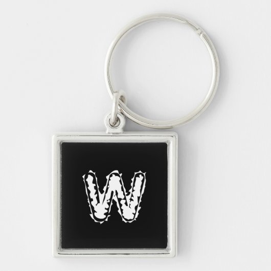 Creepy Monogram Wit op Zwart Sleutelhanger (Voorkant)