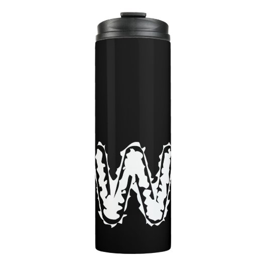 Creepy Monogram Wit op Zwart Thermosbeker (Voorkant)
