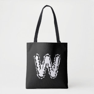 Creepy Monogram Wit op Zwart Tote Bag