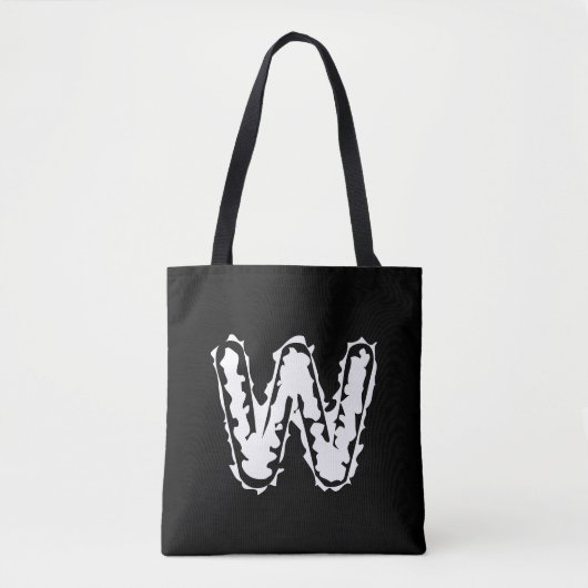 Creepy Monogram Wit op Zwart Tote Bag (Voorkant)