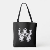 Creepy Monogram Wit op Zwart Tote Bag (Achterkant)