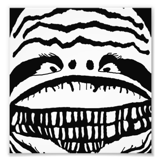 Creepy Monster Black en White Close Up Drawing Foto Afdruk (Voorkant)