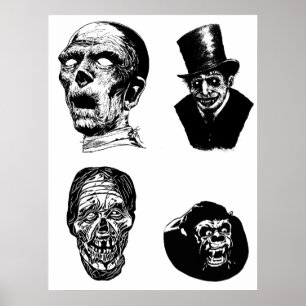 Creepy Monsters maken horrorillustraties Poster