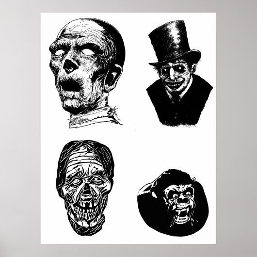Creepy Monsters maken horrorillustraties Poster (Voorkant)