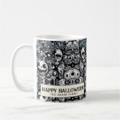 Creepy Monsters Zwart-wit Halloween Koffiemok (Links)