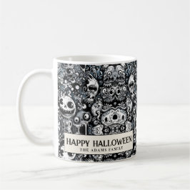 Creepy Monsters Zwart-wit Halloween Koffiemok