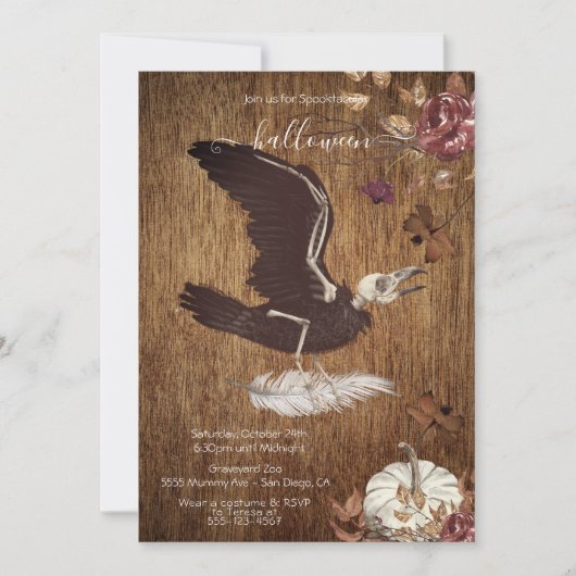 Creepy Moody Halloween Crow & Feather Kaart (Voorkant)