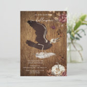 Creepy Moody Halloween Crow & Feather Kaart (Staand voorkant)