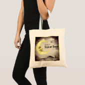 Creepy Moon Spooky Trick Treat Grungy Waterverf Tote Bag (Voorkant (product))