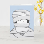 Creepy Mummy Kinder Halloween Wenskaart Kaart (Gele Bloem)