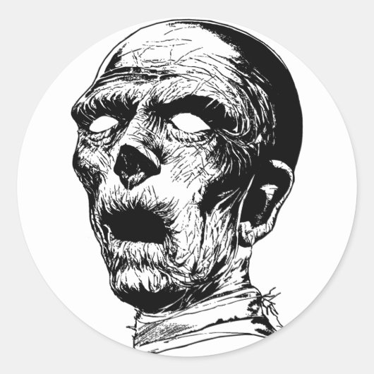 Creepy Mummy Zombie Monster horror Illustratie Ronde Sticker (Voorkant)