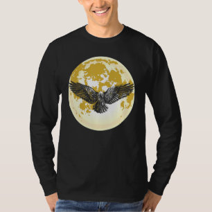 Creepy Night Black Crow Animal Bird Gothic Full Mo T-shirt