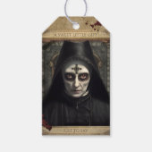 Creepy Nun Haunted Halloween-gunst Cadeaulabel (Voorkant)