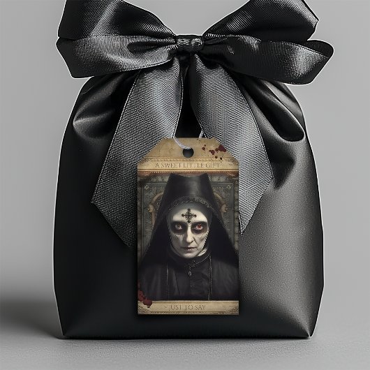Creepy Nun Haunted Halloween-gunst Cadeaulabel