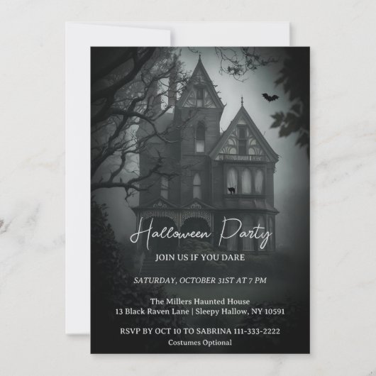 Creepy Old House Halloween Party Uitnodiging (Voorkant)