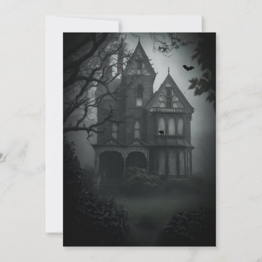 Creepy Old House Halloween Party Uitnodiging (Achterkant)