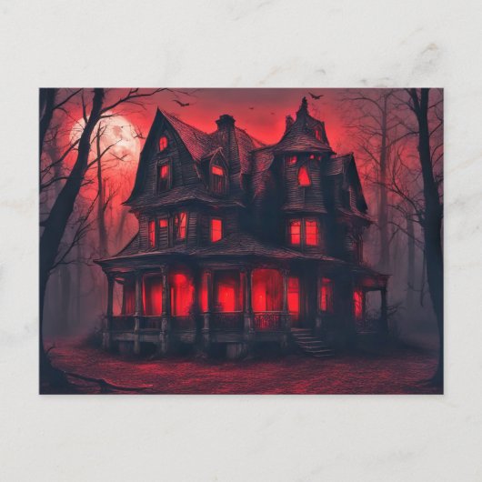 Creepy Old Mansion Happy Halloween Briefkaart (Voorkant)