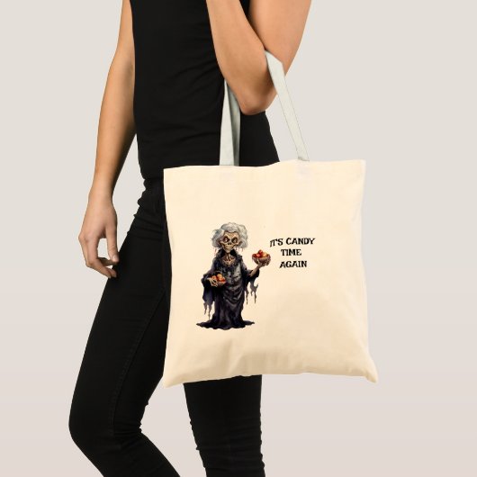 Creepy Old Witch Poison Apples Snoep Tote Bag (Voorkant (product))