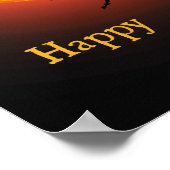 Creepy Oranje Moon en Bat Halloween Poster (Hoek)