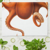 Creepy Oranje Octopus Theedoek (Gevouwen)