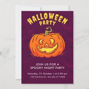 Creepy Oranje pompoen en vleermuis Spooky Hallowee Kaart