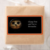 Creepy Oranje Pumpkin Jack-o-Lantern Etiket (Insitu)