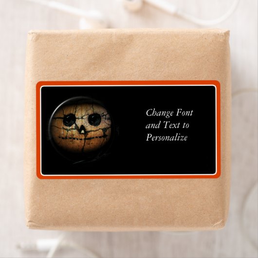 Creepy Oranje Pumpkin Jack-o-Lantern Etiket (Insitu)