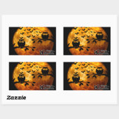 Creepy Owls, Vampire Bats and Halloween Moon Rechthoekige Sticker (Vel)