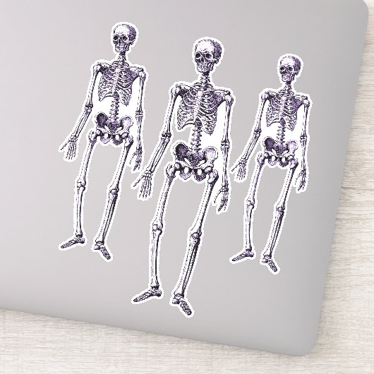 Creepy Paarse Skeletten Halloween Party Decor Sticker (Detail)