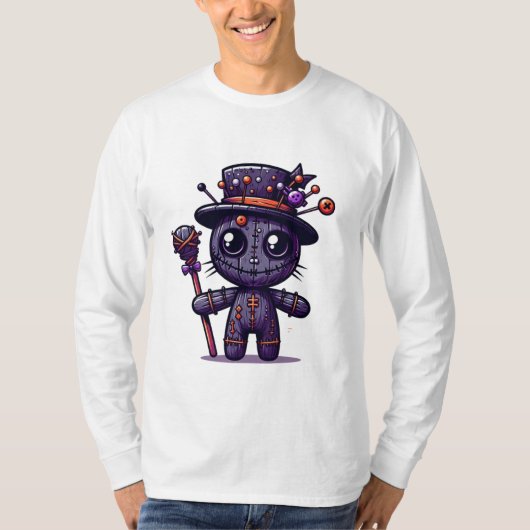 Creepy paarse voodoo pop ontwerp t-shirt (Voorkant)