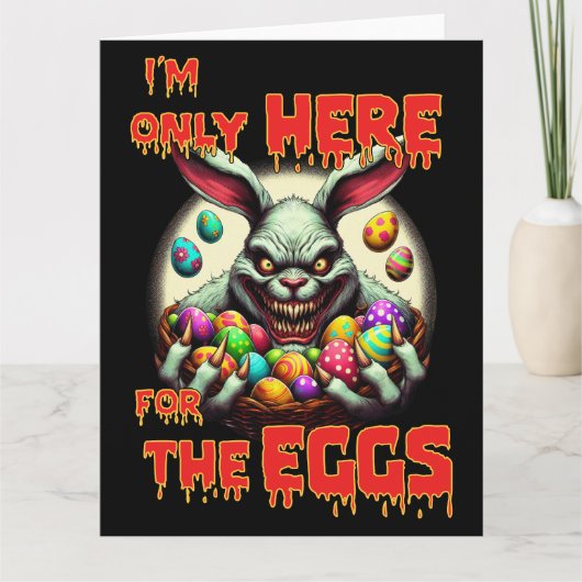 Creepy paashaas met kleurrijke paaseieren bedankkaart (Voorkant)