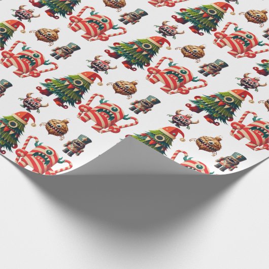 Creepy Paper kerstmonsters Cadeaupapier (Hoek)