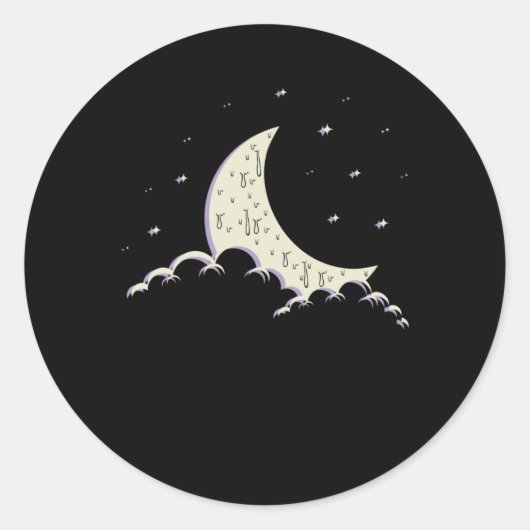 Creepy Pastel Gothic Moon Wiccan Ronde Sticker (Voorkant)