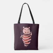 Creepy Pig Ironic Horror Tote Bag (Achterkant)