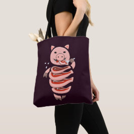 Creepy Pig Ironic Horror Tote Bag
