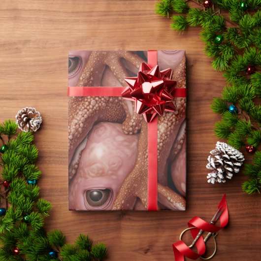 Creepy Pink Alien Octopus Oogoog en Tentakels Cadeaupapier (Feestdagen Geschenken)