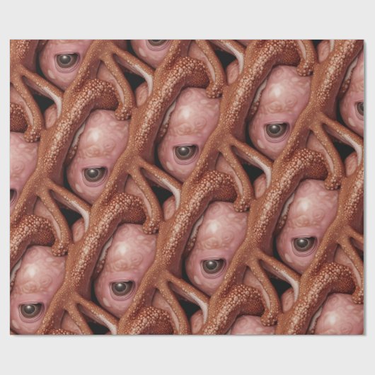 Creepy Pink Alien Octopus Oogoog en Tentakels Cadeaupapier (Vlak)
