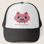 creepy pink cartoon brain cat graphic design trucker pet (Voorkant)